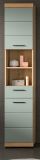 Badezimmer Hochschrank Shawn in Salbei und Artisan Eiche Badschrank 37 x 191 cm