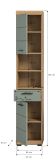 Badezimmer Hochschrank Shawn in Salbei und Artisan Eiche Badschrank 37 x 191 cm