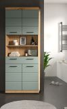 Badezimmer Hochschrank Shawn in Salbei und Artisan Eiche Badschrank 74 x 191 cm