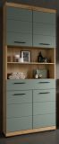 Badezimmer Hochschrank Shawn in Salbei und Artisan Eiche Badschrank 74 x 191 cm