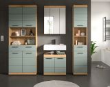 Badezimmer Hochschrank Shawn in Salbei und Artisan Eiche Badschrank 74 x 191 cm