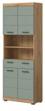 Badezimmer Hochschrank Shawn in Salbei und Artisan Eiche Badschrank 74 x 191 cm