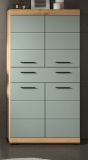 Badezimmer Midischrank Shawn in Salbei und Artisan Eiche Badschrank 74 x 141 cm