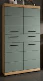Badezimmer Midischrank Shawn in Salbei und Artisan Eiche Badschrank 74 x 141 cm