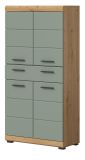 Badezimmer Midischrank Shawn in Salbei und Artisan Eiche Badschrank 74 x 141 cm