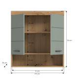 Badezimmer Hngeschrank Shawn in Salbei und Artisan Eiche Badschrank hngend 74 x 79 cm