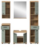 Badmbel Set 5-teilig Shawn in Salbei und Artisan Eiche Badkombination 164 x 191 cm