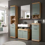 Badmbel Set 4-teilig Shawn in Salbei und Artisan Eiche Badkombination 112 x 191 cm