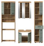 Badmbel Set 4-teilig Shawn in Salbei und Artisan Eiche Badkombination 190 x 191 cm