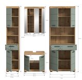 Badmbel Set 4-teilig Shawn in Salbei und Artisan Eiche Badkombination 200 x 191 cm