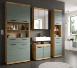Badmbel Set 4-teilig Shawn in Salbei und Artisan Eiche Badkombination 200 x 191 cm