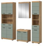 Badmbel Set 4-teilig Shawn in Salbei und Artisan Eiche Badkombination 200 x 191 cm