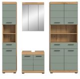 Badmbel Set 4-teilig Shawn in Salbei und Artisan Eiche Badkombination 200 x 191 cm