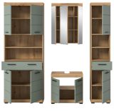 Badmbel Set 4-teilig Shawn in Salbei und Artisan Eiche Badkombination 200 x 191 cm