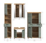 Badmbel Set 4-teilig Shawn in Salbei und Artisan Eiche Badkombination 200 x 191 cm
