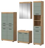 Badmbel Set 4-teilig Shawn in Salbei und Artisan Eiche Badkombination 200 x 191 cm