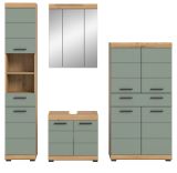 Badmbel Set 4-teilig Shawn in Salbei und Artisan Eiche Badkombination 200 x 191 cm