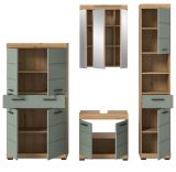 Badmbel Set 4-teilig Shawn in Salbei und Artisan Eiche Badkombination 200 x 191 cm
