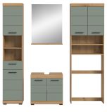 Badmbel Set 4-teilig Shawn in Salbei und Artisan Eiche Badkombination 190 x 191 cm