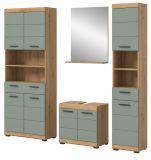 Badmbel Set 4-teilig Shawn in Salbei und Artisan Eiche Badkombination 200 x 191 cm