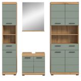 Badmbel Set 4-teilig Shawn in Salbei und Artisan Eiche Badkombination 200 x 191 cm