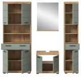 Badmbel Set 4-teilig Shawn in Salbei und Artisan Eiche Badkombination 200 x 191 cm