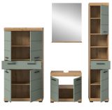 Badmbel Set 4-teilig Shawn in Salbei und Artisan Eiche Badkombination 200 x 191 cm