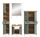 Badmbel Set 4-teilig Shawn in Salbei und Artisan Eiche Badkombination 200 x 191 cm