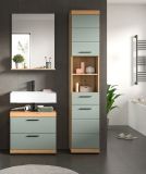 Badmbel Set 3-teilig Shawn in Salbei und Artisan Eiche Badkombination 112 x 191 cm