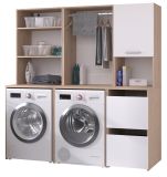 Waschmaschinenschrank Laundry4 in wei und Jackson Eiche Set 3-teilig 175 x 184 cm