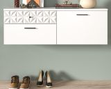 Schuhschrank Relief in wei Hochglanz mit 3-D Struktur Flurkommode hngend 110 cm