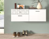 Schuhschrank Relief in wei Hochglanz mit 3-D Struktur Flurkommode hngend 110 cm