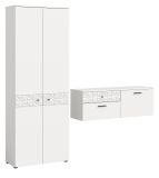 Garderobe Set 2-teilig Relief in wei Hochglanz mit 3-D Struktur 195 x 192 cm