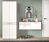 Garderobe Set 2-teilig Relief in wei Hochglanz mit 3-D Struktur 195 x 192 cm