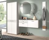 Garderobe Set 2-teilig Relief in wei Hochglanz mit 3-D Struktur 195 x 192 cm