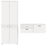 Garderobe Set 2-teilig Relief in wei Hochglanz mit 3-D Struktur 195 x 192 cm