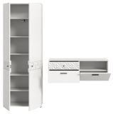 Garderobe Set 2-teilig Relief in wei Hochglanz mit 3-D Struktur 195 x 192 cm