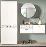 Garderobe Set 3-teilig Relief in wei Hochglanz mit 3-D Struktur 195 x 192 cm