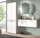 Garderobe Set 3-teilig Relief in wei Hochglanz mit 3-D Struktur 195 x 192 cm