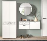 Garderobe Set 3-teilig Relief in wei Hochglanz mit 3-D Struktur 195 x 192 cm