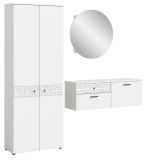 Garderobe Set 3-teilig Relief in wei Hochglanz mit 3-D Struktur 195 x 192 cm