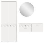 Garderobe Set 3-teilig Relief in wei Hochglanz mit 3-D Struktur 195 x 192 cm