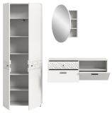 Garderobe Set 3-teilig Relief in wei Hochglanz mit 3-D Struktur 195 x 192 cm