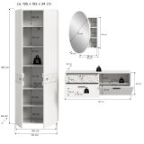 Garderobe Set 3-teilig Relief in wei Hochglanz mit 3-D Struktur 195 x 192 cm