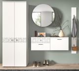 Garderobe Set 4-teilig Relief in wei Hochglanz mit 3-D Struktur 226 x 192 cm