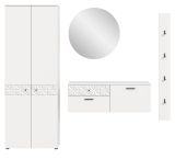 Garderobe Set 4-teilig Relief in wei Hochglanz mit 3-D Struktur 226 x 192 cm