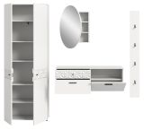 Garderobe Set 4-teilig Relief in wei Hochglanz mit 3-D Struktur 226 x 192 cm