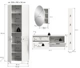 Garderobe Set 4-teilig Relief in wei Hochglanz mit 3-D Struktur 226 x 192 cm