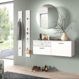 Garderobe Set 4-teilig Relief in wei Hochglanz mit 3-D Struktur 172 x 192 cm