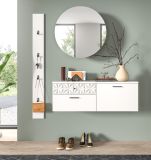 Garderobe Set 3-teilig Relief in wei Hochglanz mit 3-D Struktur 141 x 192 cm